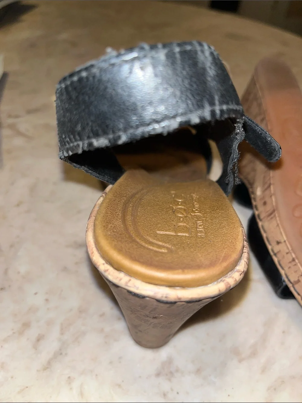 boc Black Strappy Cork Wedge Sandals